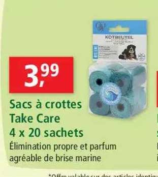 sacs à crottes take care 4 x 20 sachets