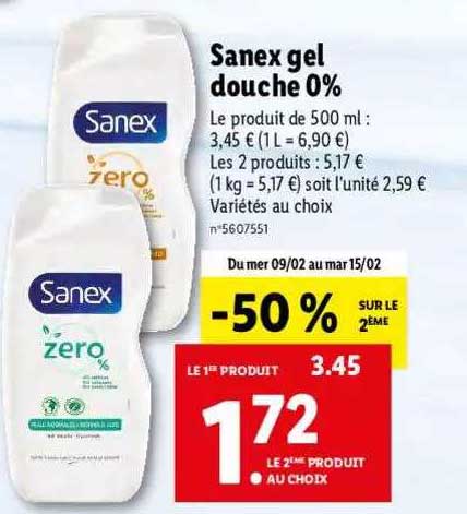 Sanex Gel Douche 0%