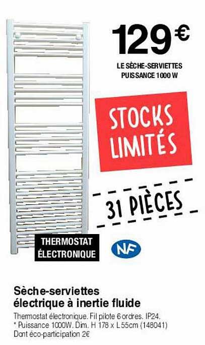 sèche-serviettes électrique à inertie fluide