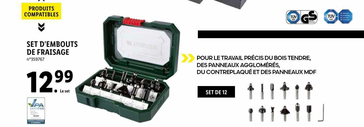 set d'embouts de fraisage