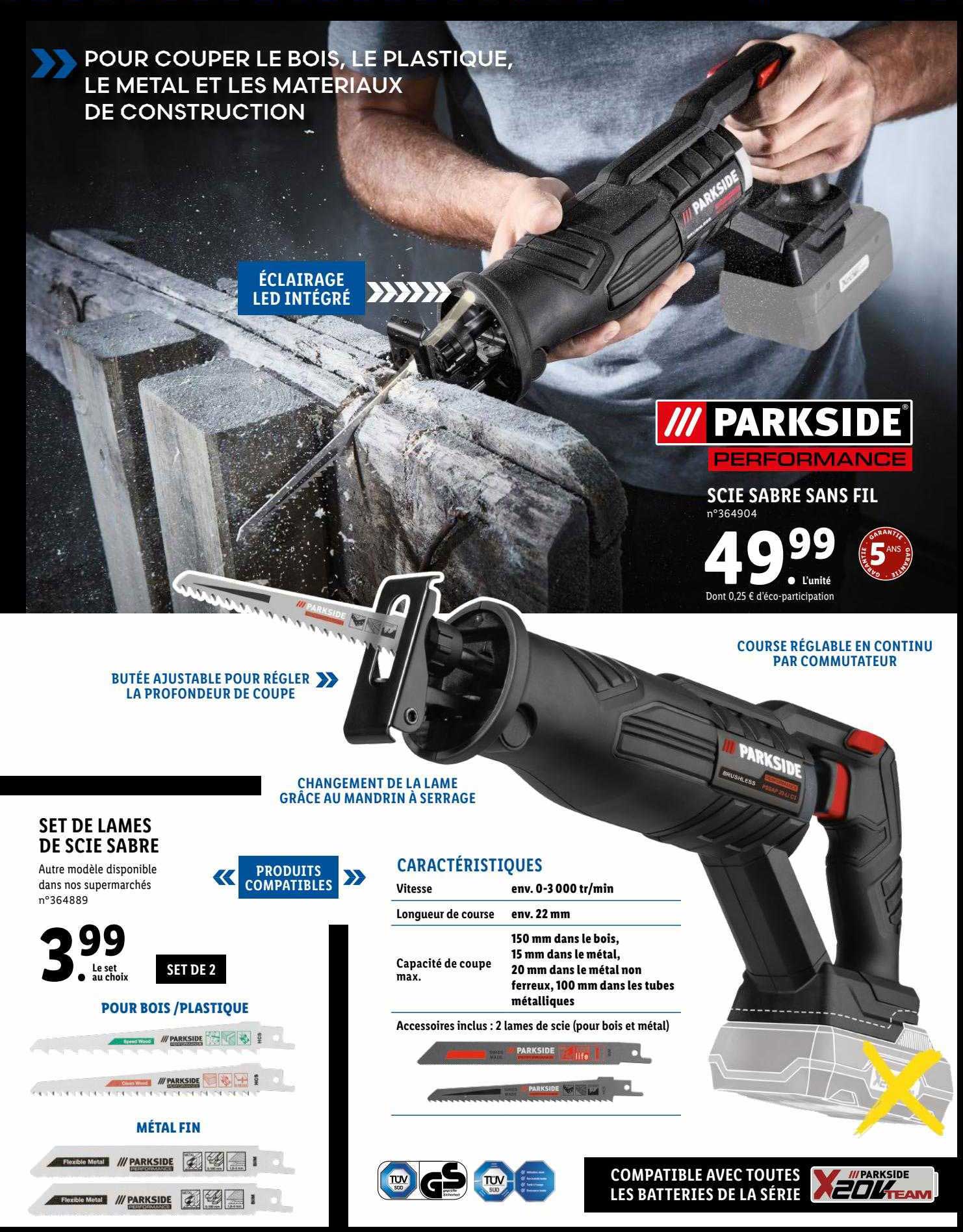 set de lames de scie sabre parkside