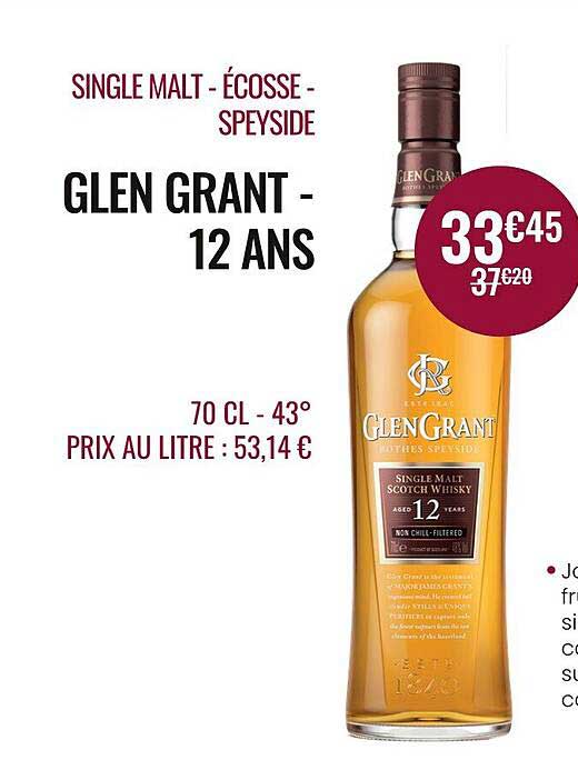 single malt - écosse - speyside glen grant - 12 ans