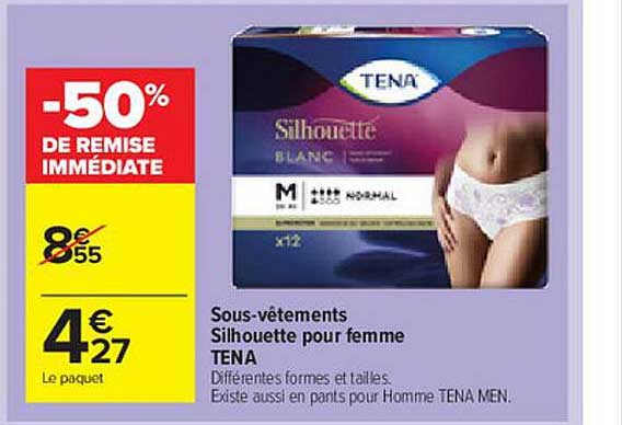 sous-vêtements silhouette pour femme tena