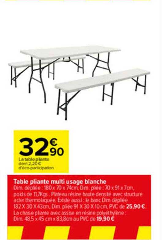 table pliante multi usage blanche