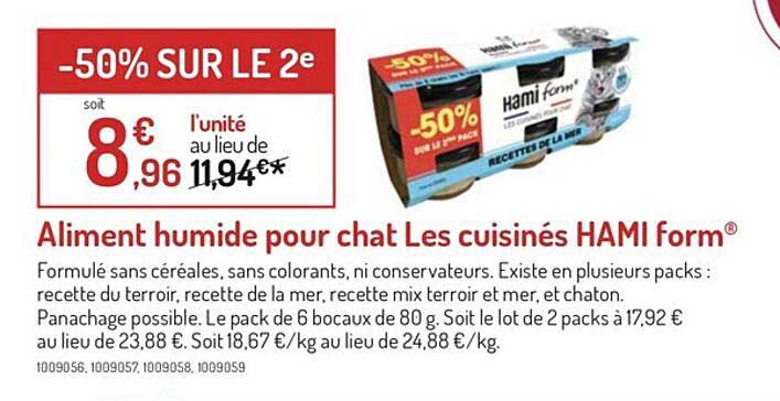 aliment humide pour chat les cuisinés hami form