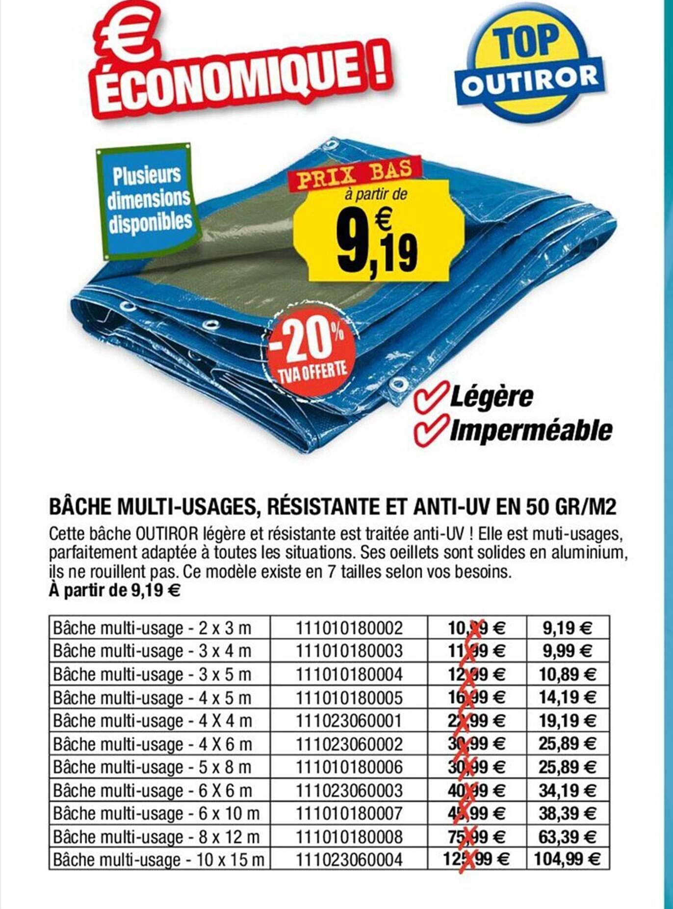 bâche multi-usages, résistante et anti-uv en 50 gr-m²