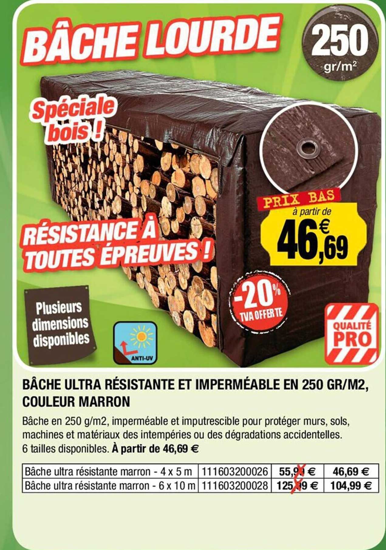 Bâche Ultra Résistante Et Imperméable En 250 Gr-m² Couleur Marron