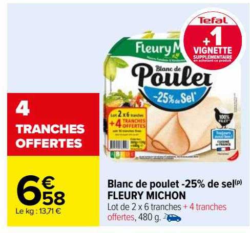 blanc de poulet -25% de sel fleury michon