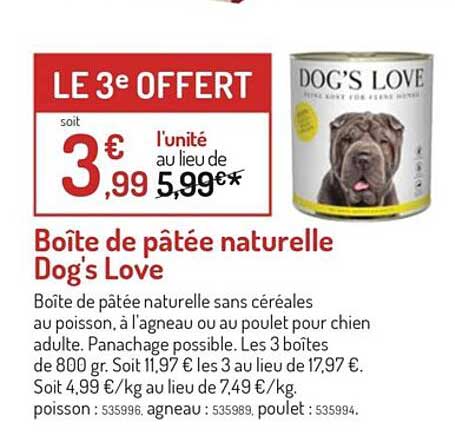boîte de pâtée naturelle dog's love
