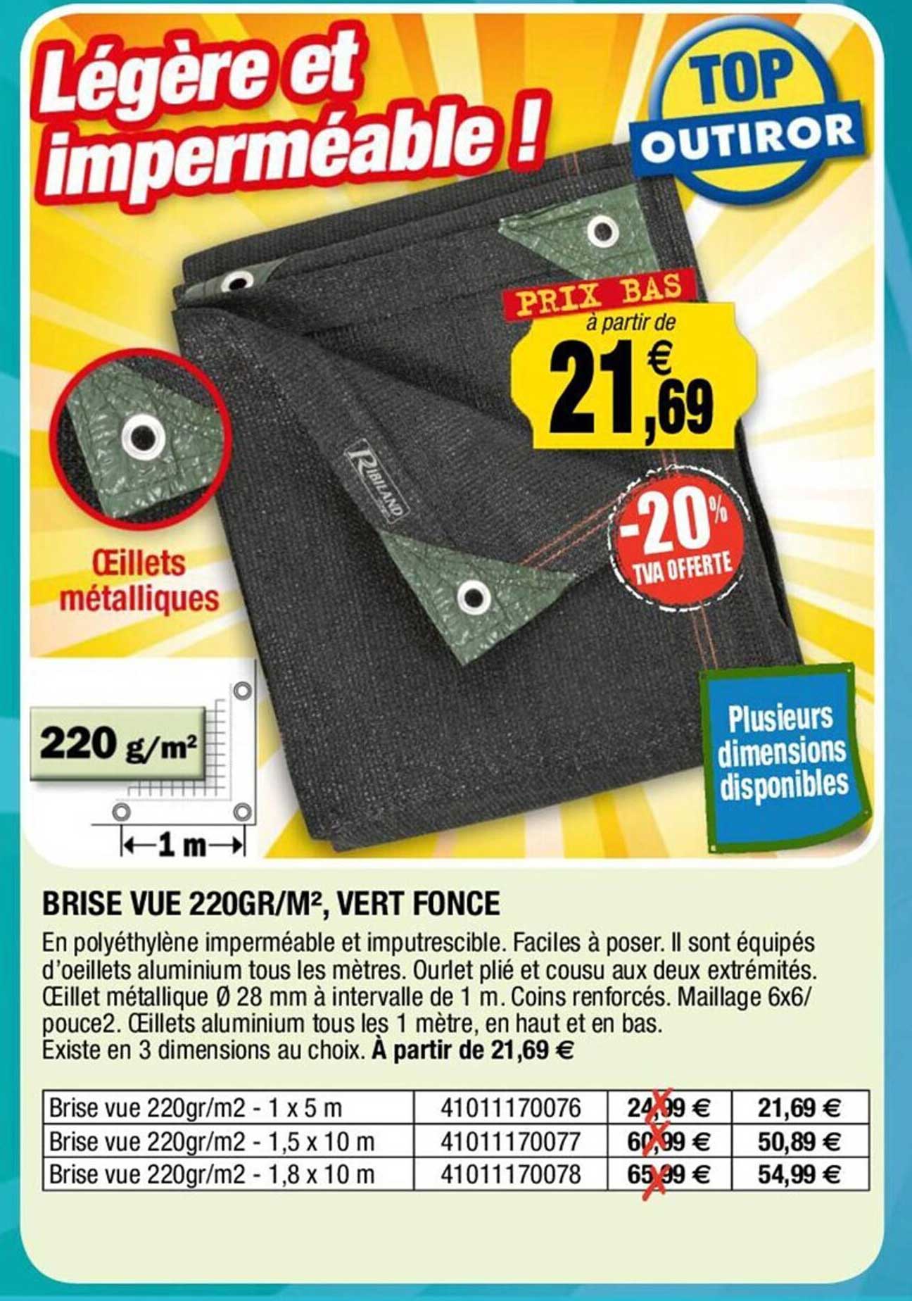 brise vue 220  gr-m², vert foncé