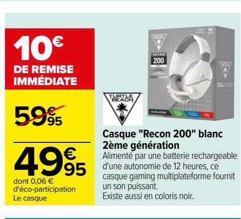 Casque "recon 200" Blanc 2ème Génération