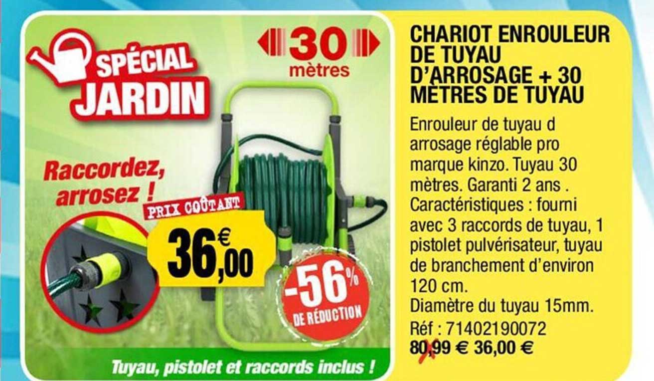 chariot enrouleur de tuyau d'arrosage + 30 mètres de tuyau