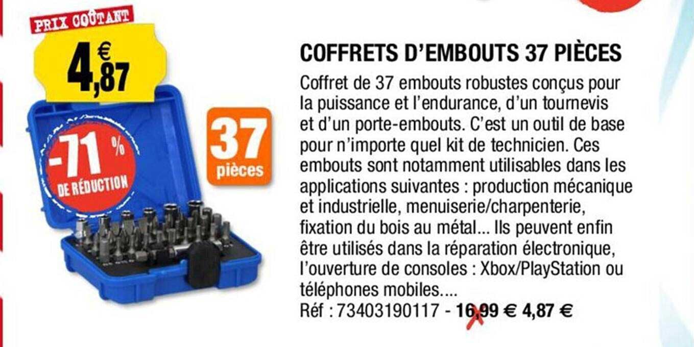 coffrets d'embouts 37 pièces -71% de réduction