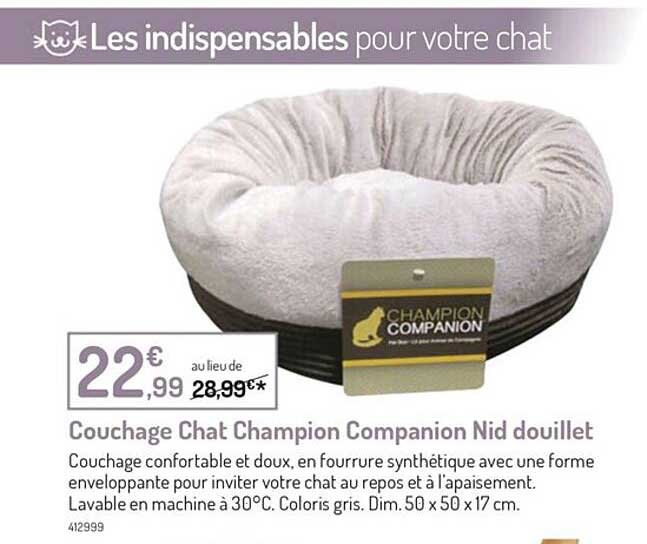 couchage chat champion companion nid douillet