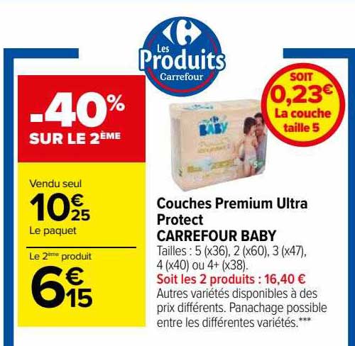 Couches Premium Ultra Protect Carrefour Baby