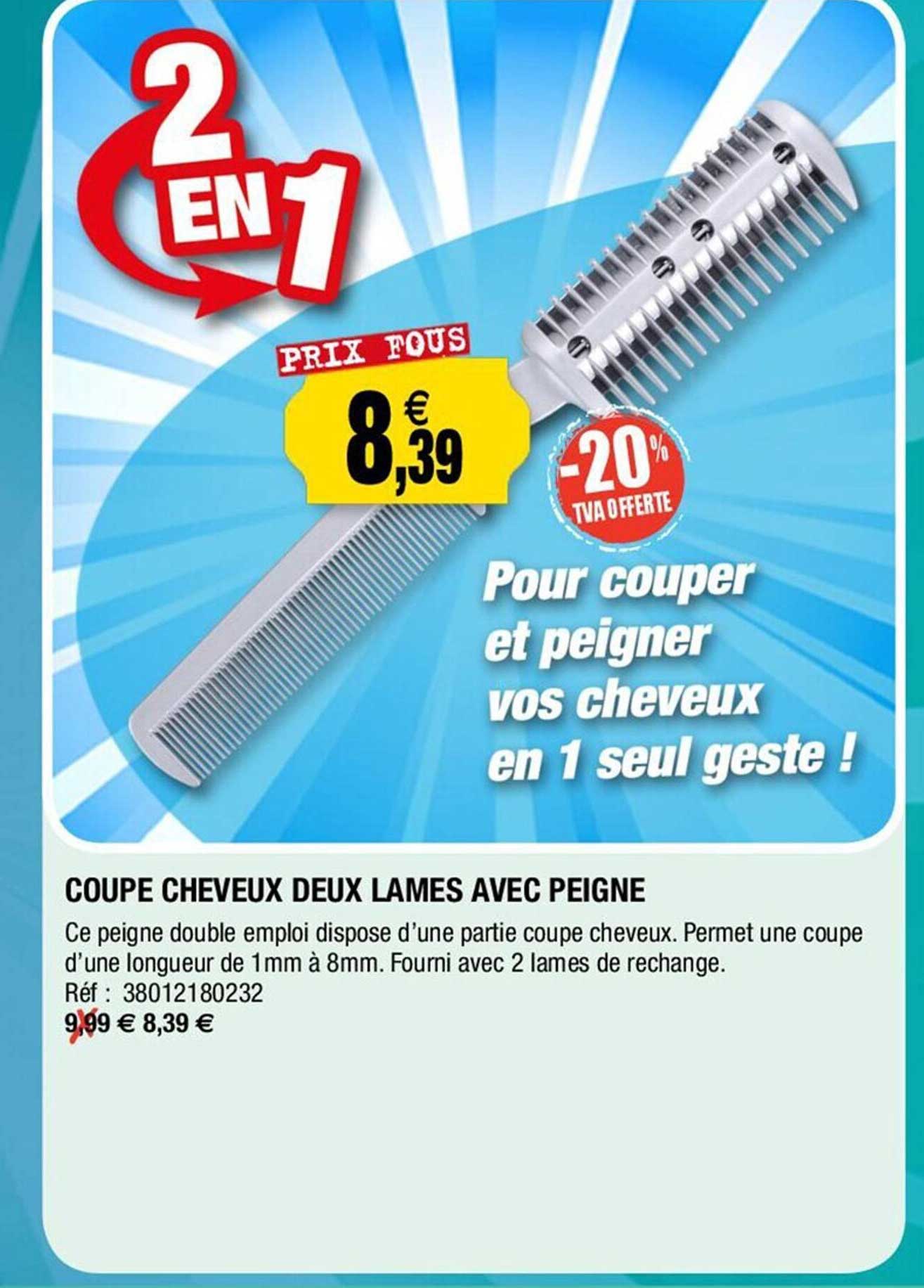 coupe cheveux deux lames avec peigne