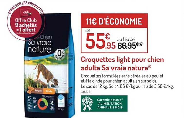 croquettes light pour chien adulte sa vraie nature