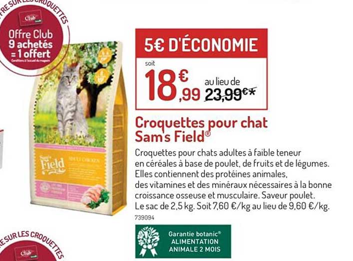 croquettes pour chat sam's field