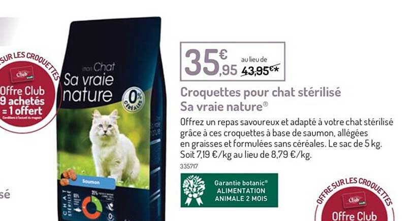 croquettes pour chat stérilisé sa vraie nature
