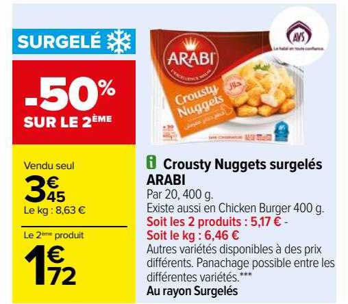 crousty nuggets surgelés arabi