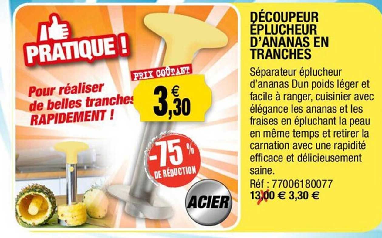 découpeur éplucheur d'ananas en tranches -75% de réduction