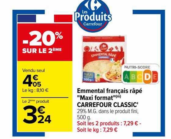 emmental français râpé "maxi format" carrefour classic'