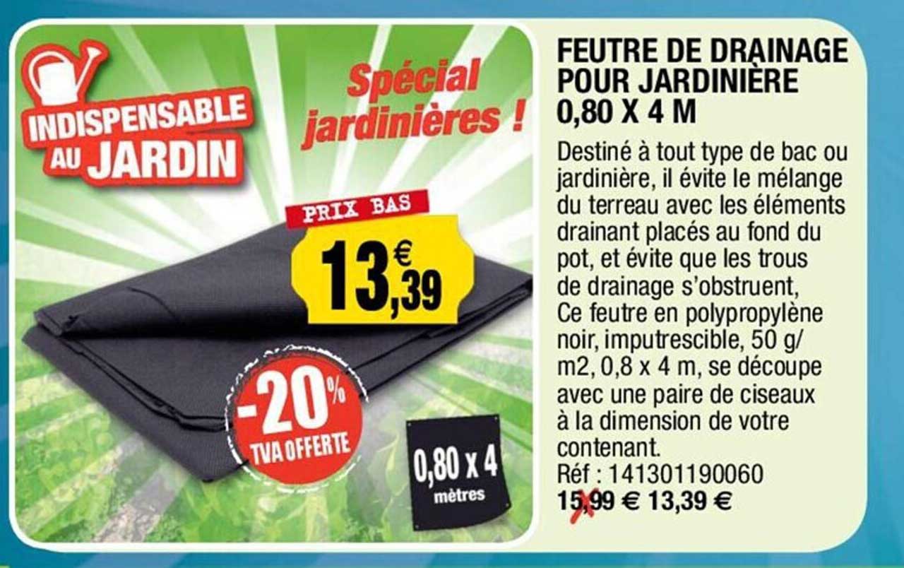 feutre de drainage pour jardinière 0,80 x 4 m