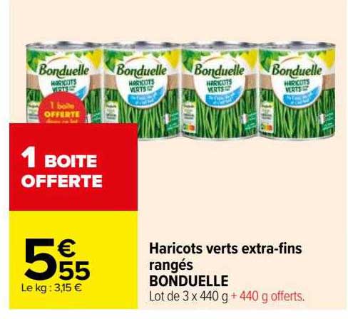 haricots verts extra-fins rangés bonduelle