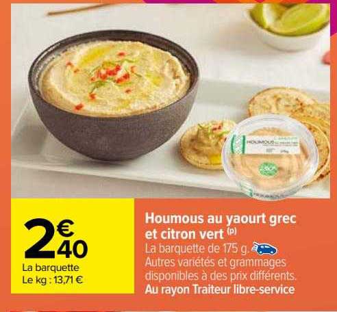 houmous au yaourt grec et citron vert