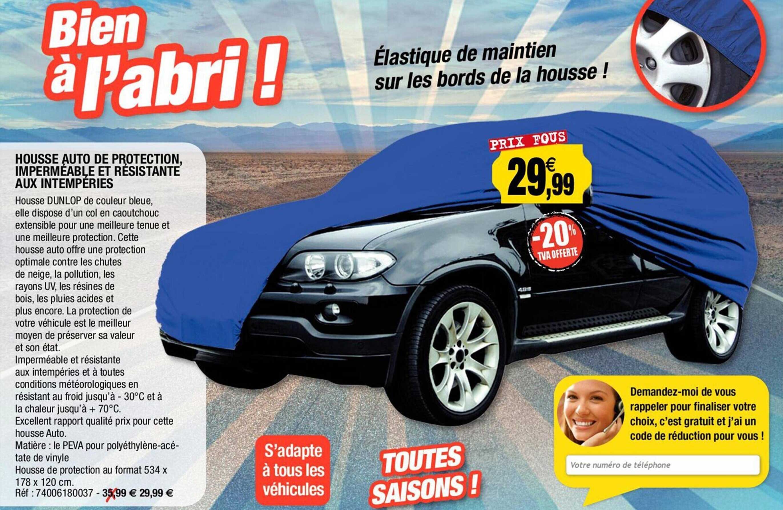 housse auto de protection, imperméable et résistante aux intempéries