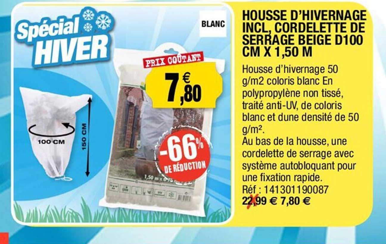 housse d'hivernage incl, cordelette de serrage beige d100 cm x 1,50 m