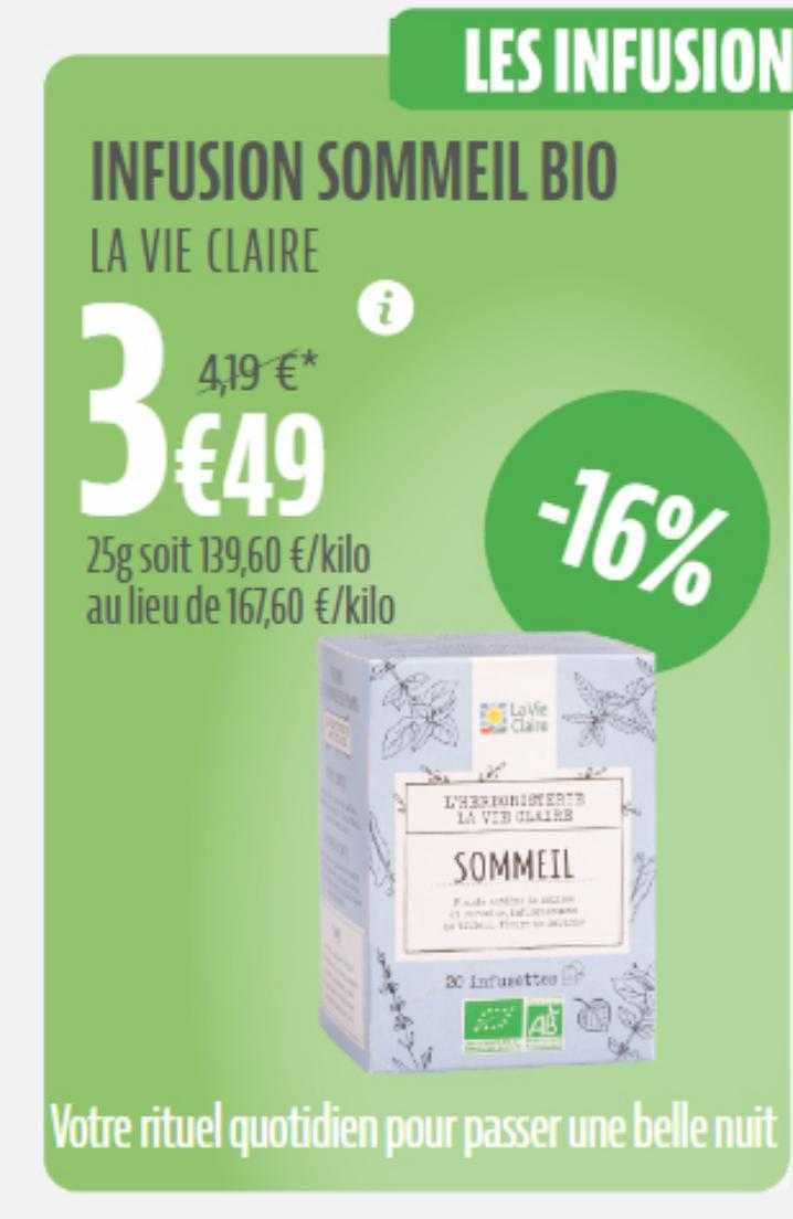 infusion sommeil bio la vie claire