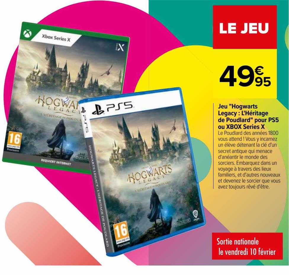 jeu "hogwarts legacy : l'héritage de poudlard" pour ps5 ou xbox series x
