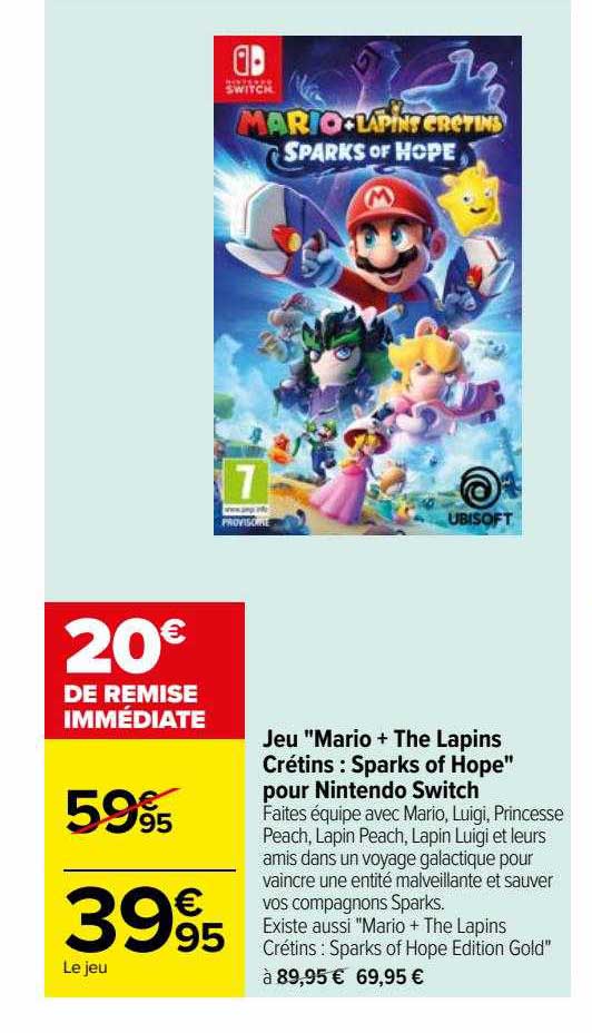 jeu "mario + the lapins crétins : sparks of hope" pour nintendo switch