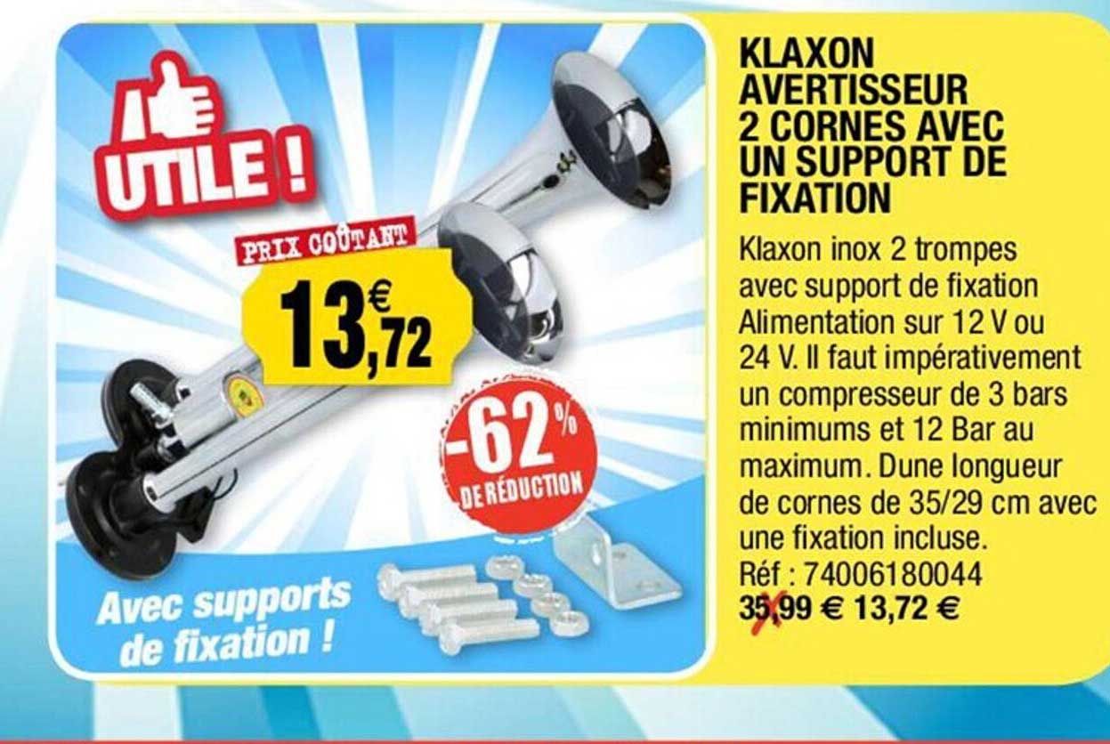 klaxon avertisseur 2 cornes avec un support de fixation -62% de réduction