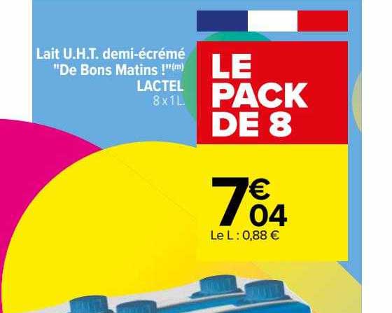 lait u.h.t. demi-écrémé "de bons matins !" lactel