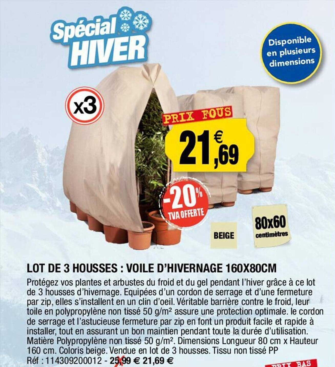 Lot De 3 Housses : Voile D'hivernage 160 X 80 Cm