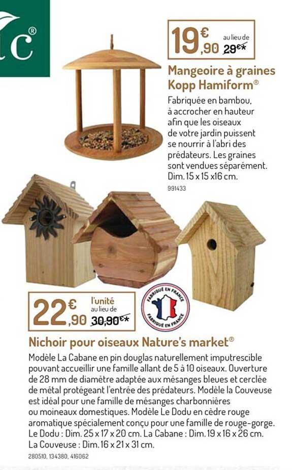 mangeoire à graines kopp hamiform, nichoir pour oiseaux nature's market