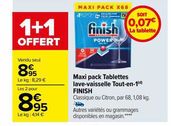 maxi pack tablettes lave-vaisselle tout-en-1 finish