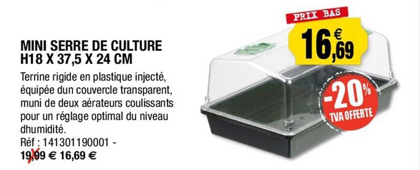 mini serre de culture h18 x 37,5 x 24 cm