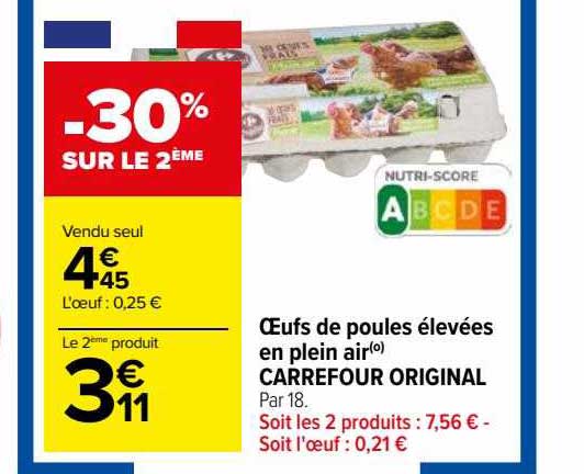 œufs de poules élevées en plein air carrefour original