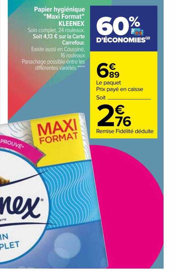 papier hygiénique "maxi format" kleenex