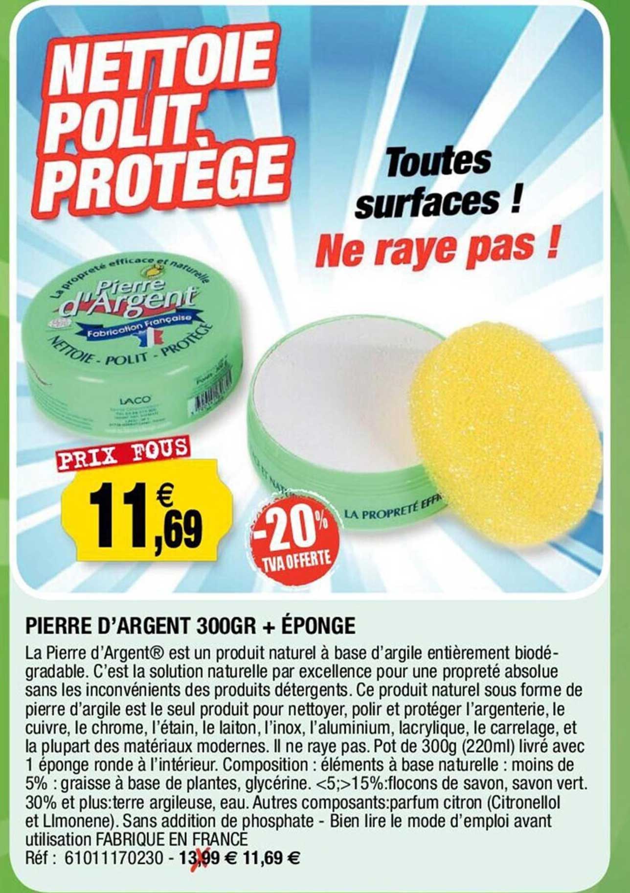 pierre d'argent 300 gr + éponge