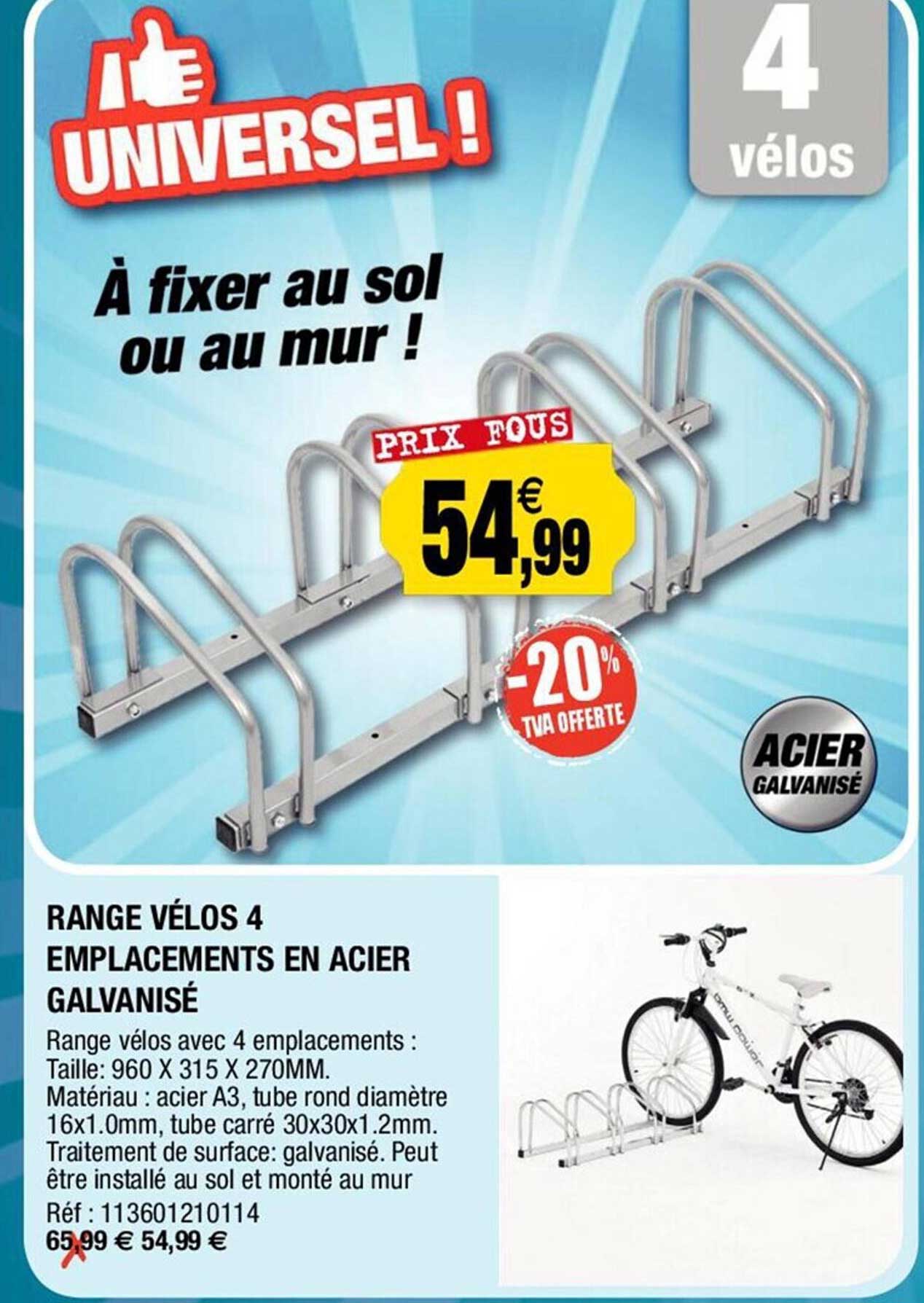 range vélos 4 emplacements en acier galvanisé
