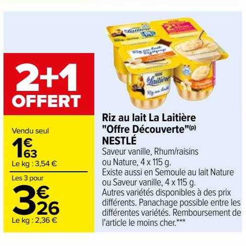 Riz Au Lait La Laitière "offre Découverte" Nestlé