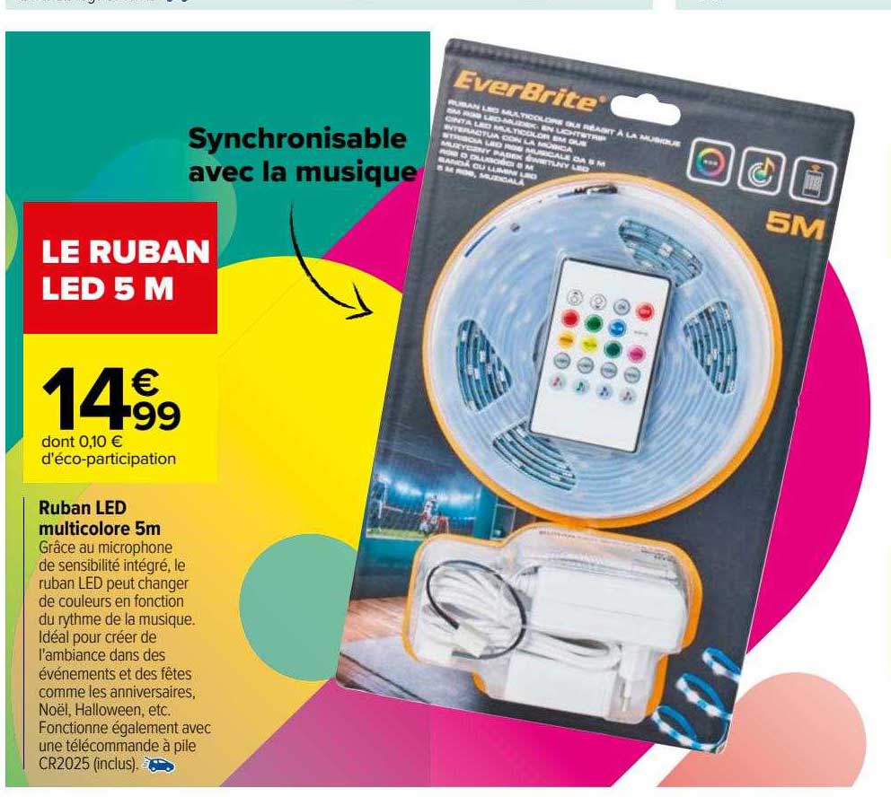 ruban led multicolore 5m everBrite