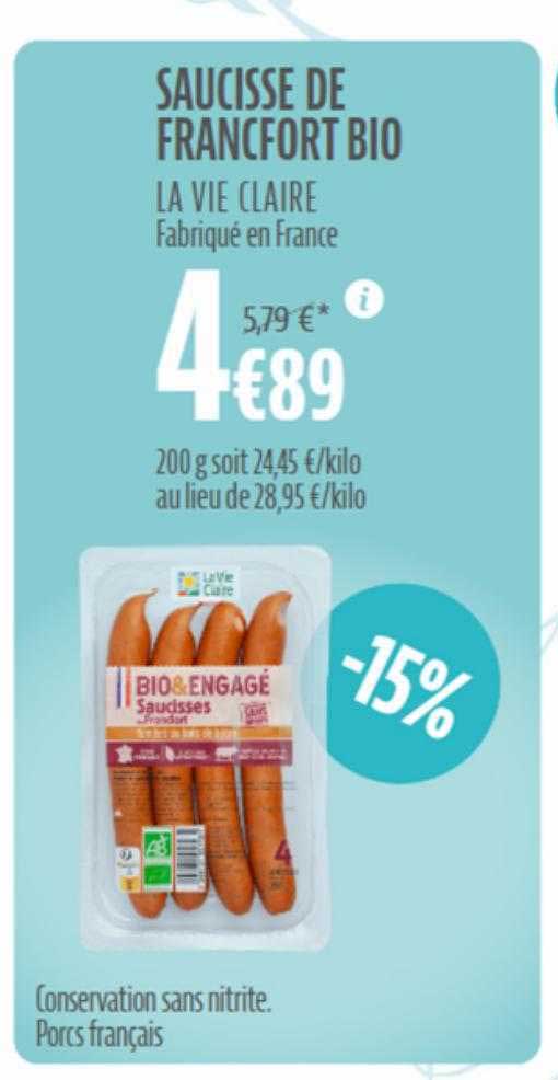 saucisse de francfort bio la vie claire