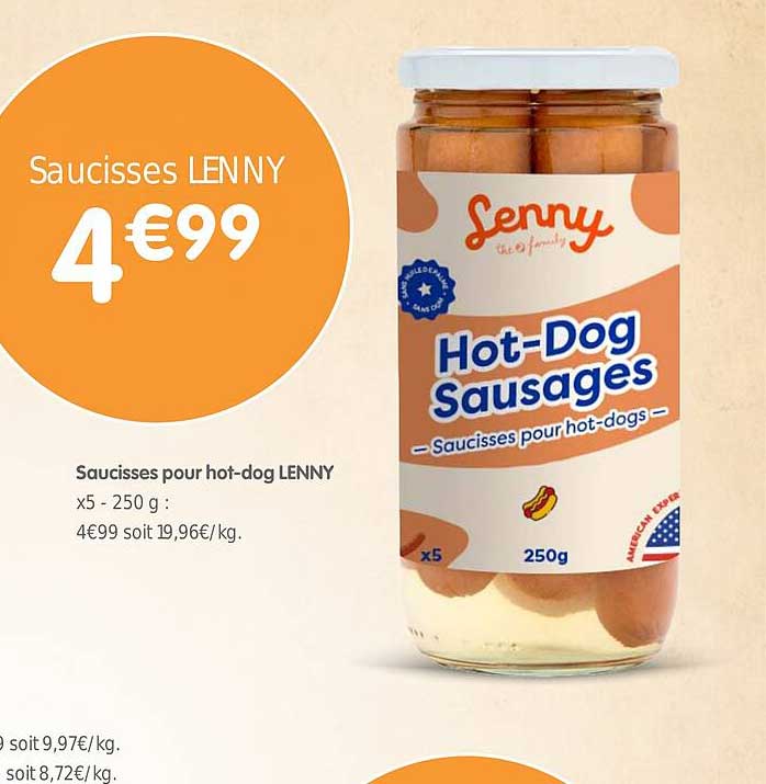 saucisses pour hot-dog lenny