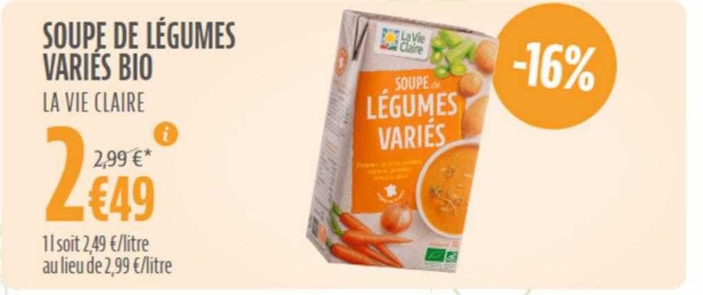 soupe de légumes variés bio la vie claire