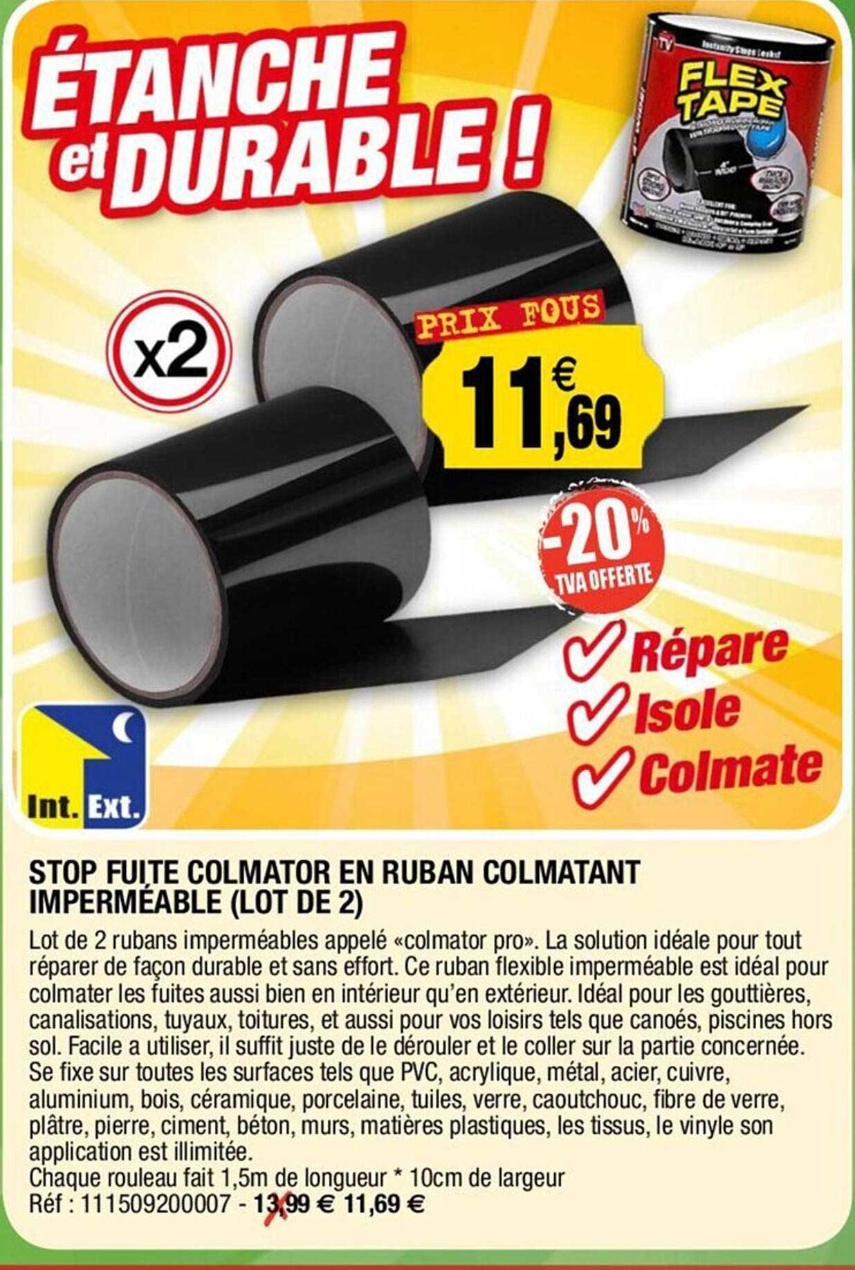 stop fuite colmator en ruban colmatant imperméable (lot de 2)